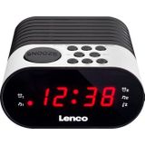 Lenco - CR-07 - Wekkerradio - Wit - FM met Slaaptimer en Dubbele Alarmfunctie