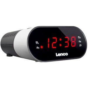 Lenco - CR-07 - Wekkerradio - Wit - FM met Slaaptimer en Dubbele Alarmfunctie