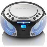 Lenco SCD-550 - CD-Player für Kinder - CD-Radio - Stereoanalage - Boombox - MP3 und USB Player - Bluetooth - 2 x 2 W RMS-Leistung - Party Lights - Silber