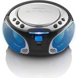 Lenco SCD-550 - CD-speler voor kinderen - CD-radio - Stereo-installatie - Boombox - MP3 en USB Player - Bluetooth - 2 x 2 W RMS-vermogen - Party Lights - Zilver