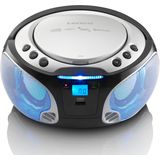 Lenco SCD-550 - CD-speler voor kinderen - CD-radio - Stereo-installatie - Boombox - MP3 en USB Player - Bluetooth - 2 x 2 W RMS-vermogen - Party Lights - Zilver