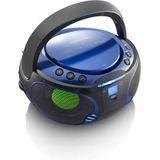 Lenco Boombox SCD-550 Blauw draagbaar met discolichteffect, FM-radio, USB Playback, Bluetooth, AUX-ingang, hoofdtelefoonaansluiting Blauw,Blauw/Zwart