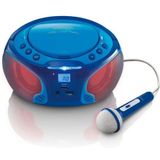 Lenco SCD-650BU - Draagbare radio CD speler met karaokemicrofoon en LED - Blauw