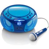 Lenco SCD-650BU - Draagbare radio CD speler met karaokemicrofoon en LED - Blauw