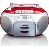 Lenco SCD-410RD - Radiocassette - CD-speler (FM), Radio, Rood, Zilver