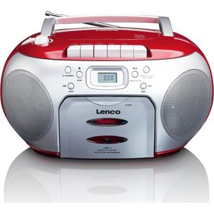 Lenco SCD-410RD - Radiocassette - CD-speler (FM), Radio, Rood, Zilver