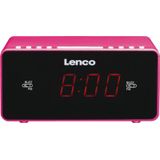 Lenco CR-510 Klok, zwart, roze, draagbare radio (klok, FM, LED, 2,29 cm (0,9 inch), zwart, roze, 155 mm)