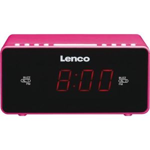 Lenco CR-510 Klok, zwart, roze, draagbare radio (klok, FM, LED, 2,29 cm (0,9 inch), zwart, roze, 155 mm)