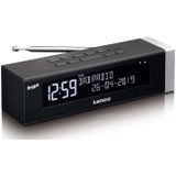 Lenco CR-630 DAB+ wekkerradio - Klokradio met DAB+ en FM - 20 voorkeuren - sluimerfunctie - 2 x 2 Watt RMS - LCD-scherm dimbaar - USB oplaadfunctie - zwart, 67 x 128 x 256 mm