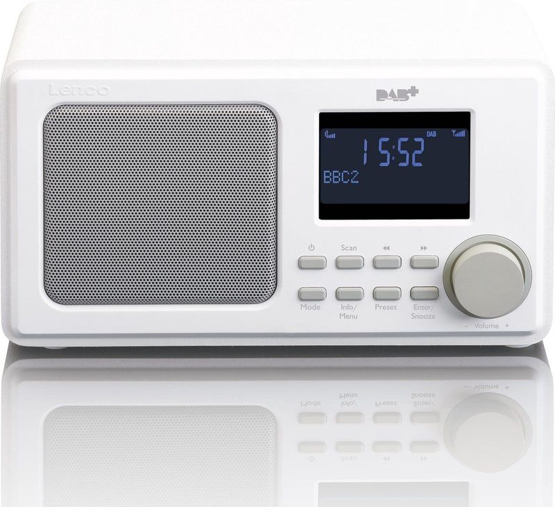 Lenco - DAR-010 - DAB Radio - Wit - Met AUX-ingang en Alarmfunctie