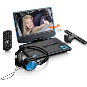 Lenco DVP-910 Draagbare dvd-speler converteerbaar 22,9 cm (9"") Zwart, Blauw Draagbare DVD/Blu-ray-spelers (Draagbare dvd-speler, converteerbaar, zwart, blauw, CD, DVD, 22,9 cm (9""), TFT)