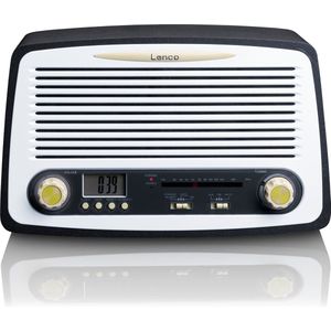 Lenco - SR-02 - Radio - Zwart - Wit - Retro FM Stereo