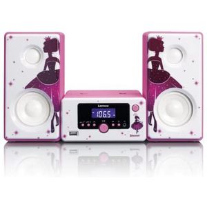 Lenco Princess MC-020 Stereo-installatie, compact systeem met Bluetooth, USB en FM-radio (wekfunctie, USB-oplader, aux, hoofdtelefoonaansluiting) 2 x 5 watt (RMS)