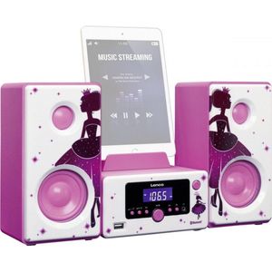 Lenco MC-020 Prinses (Bluetooth), Stereosysteem, Paars, Roze, Wit