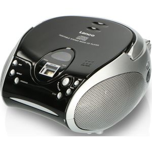 Lenco SCD-24 Black/Silver Tragbares FM-Radio mit CD-Player Kopfhöreranschluß Silber/Schwarz