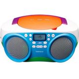 Lenco SCD-41 CD-speler voor kinderen, CD-radio, stereo-installatie, boombox, FM-radio, USB-poort, MP3, vermogen 2 x 1 W RMS, netvoeding en batterijen, meerkleurig