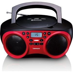Lenco SCD-501 Radio/CD-speler VHF (FM) AUX, Bluetooth, CD, USB Rood, Zwart