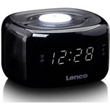 Lenco CR-12 Horlogeradio, wekker met nachtlichtfunctie, Easy Snooze, slaaptimer, twee wektijden, 20 zendergeheugen, aanpasbare helderheidsregeling, zwart, 117 x 117 x 71 mm