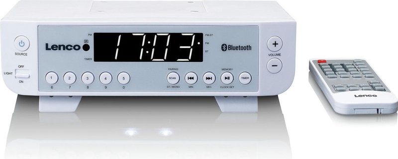 Lenco - KCR-100 - FM Keukenradio - Wit - Bluetooth - LED-verlichting