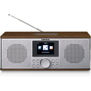 Lenco DIR-170 - Wi-Fi FM internetradio - Bluetooth - TFT-display - wekker (2 uur) - AUX-ingang - lijn- en USB-uitgang - 2 x 10 W (RMS) - bruin, DIR-170WA