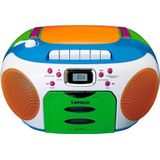 Lenco SCD-971 radio voor kinderen, cassette-radio met cd, cd-radio, cassette-speler, stereoluidspreker, hoofdtelefoonaansluiting, trackgeheugen, meerkleurig