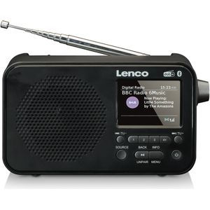 Lenco PDR-035BK - Draagbare DAB Radio met FM, DAB+ en Bluetooth® - AUX-ingang en oplaadbare Batterij - Zwart
