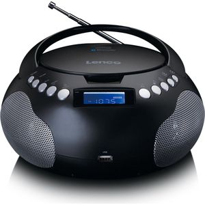 Lenco SCD-331 draagbare CD-radio, Bluetooth, USB-aansluiting, programmeerbaar titelgeheugen, FM-radio, LCD-display, AUX-ingang, zwart