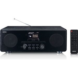 Lenco DIR 260 Internetradio, DAB+ digitale radio, bluetooth, wifi, cd-speler, radio, 2,8 inch kleurendisplay, AUX, wekker, app-besturing via Undok, 2 x 10 W RMS, zwart