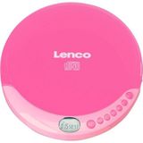 Lenco CD-011 Walkman draagbare cd-speler met hoofdtelefoon en micro-USB-oplaadkabel, roze