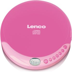 Lenco CD-011 Walkman draagbare cd-speler met hoofdtelefoon en micro-USB-oplaadkabel, roze