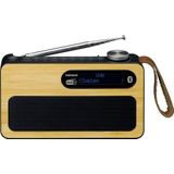 Lenco PDR-040BAMBOOBK - Draagbare DAB Radio met FM, DAB+ en Bluetooth® - Klok en Alarmfunctie - Bamboe-Zwart