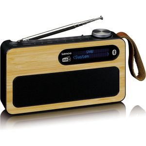 Lenco PDR-040BAMBOOBK - Draagbare DAB Radio met FM, DAB+ en Bluetooth® - Klok en Alarmfunctie - Bamboe-Zwart