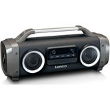 Lenco SPR-100 Boombox - IPX4 waterdichte Bluetooth 5.0 Boombox - geïntegreerde 4400mAh batterij - 25 Watt RMS - FM-radio-ontvanger - lichteffecten - equalizer - snoerloze muziekstreaming - zwart