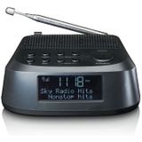 Lenco CR-605 wekkerradio, Dab+ en FM-radio, 2,6 inch lcd-display, 30 zenders voor elke Dab+ en FM-speler, twee wektijden, sluimerfunctie en dimmer, zwart