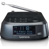 Lenco CR-605 wekkerradio, Dab+ en FM-radio, 2,6 inch lcd-display, 30 zenders voor elke Dab+ en FM-speler, twee wektijden, sluimerfunctie en dimmer, zwart