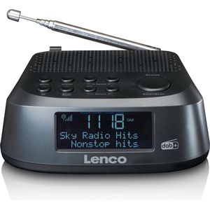 Lenco CR-605 wekkerradio, Dab+ en FM-radio, 2,6 inch lcd-display, 30 zenders voor elke Dab+ en FM-speler, twee wektijden, sluimerfunctie en dimmer, zwart