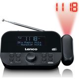 Lenco CR-615 Dab+ projectiewekker - Digitale radio met Dab+ en FM PLL - 30 memorabele stations - twee uur wakker - 180 graden projector - 3,5 mm aansluiting - zwart