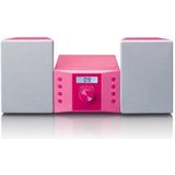 Lenco MC-013PK Stereoanlage - Kompaktanlage für Kinder - Radio CD-Player - LCD Display - AUX Eingang - 2 x 2 Watt RMS - mit Aufklebern - rosa