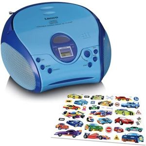 Lenco SCD-24 Kids - Radio CD Speler met AUX-uitgang en Sticker set - Blauw