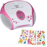 Lenco SCD-24 Kids - Draagbare Radio CD Speler met AUX en Sticker set - Roze