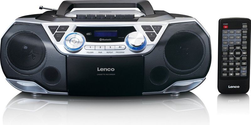 LENCO SCD-720SI - Draagbare Boombox - Zilver - Bluetooth, DAB+/FM Radio, CD, Cassette Recorder, USB Speler