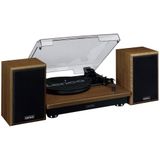 Lenco LS-100 - Hi-Fi Plattenspieler mit Bluetooth 5.0 - Externe Lautsprecher - 2 x 10 Watt RMS - Riemenantrieb - Auto-Stopp - Holz, 20 Watt RMS
