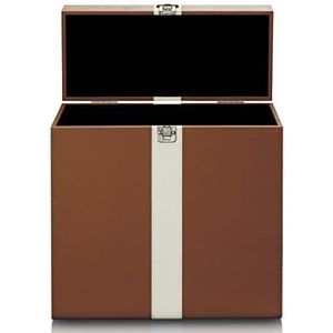 Lenco Platenkoffer - LP Opbergsysteem - Vinyl Houder voor ca. 30 platen - TTA-301BNWH - Bruin