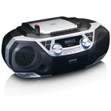 Lenco - Boombox - Bluetooth 5.0 - Toploader CD/MP3-speler - Cassettedeck - FM Radio - USB-poort - 2 x 6 Watt RMS - Bass Reflex - Afstandsbediening - Zilver SCD-120SI