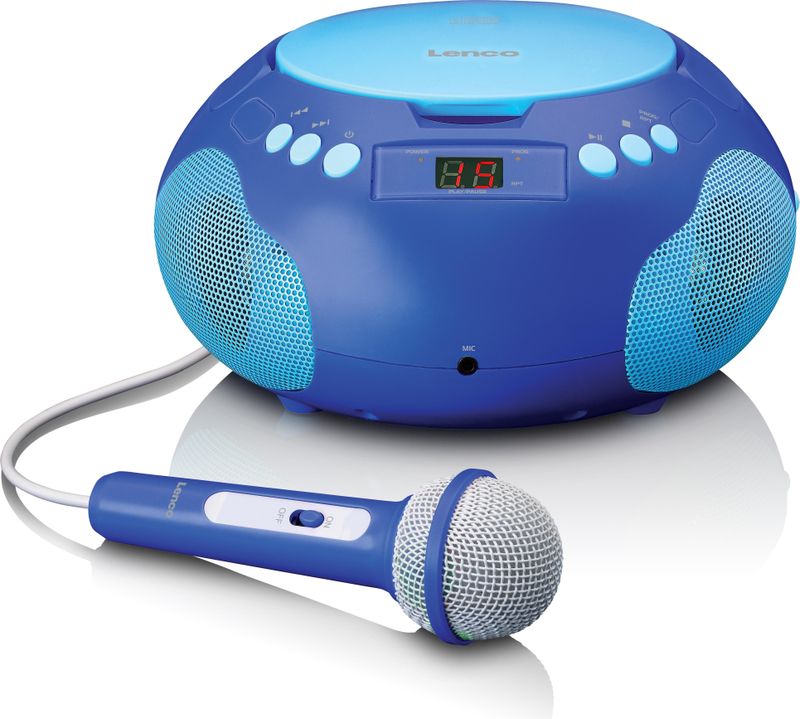Lenco SCD-620 Kinder CD-Player - CD-Radio - mit Mikrofon - Karaoke Player - Titelspeicher - FM Empfänger - 2 x 1 Watt RMS - AUX-IN - Blau