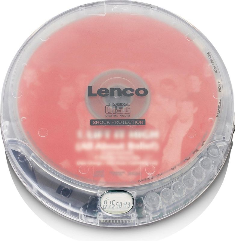 Lenco CD-202TR Discman - Draagbare CD-MP3 Speler met Anti-Shock Bescherming - Transparant