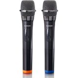 Lenco MCW-020 Kabelloses Mikrofon Set - Funkmikrofone mit Empfänger - 6,5mm Stecker - integrierter Akku mit 2000nAH - bis zu 15 Meter Reichweite - 863,5 MHz - Schwarz MCW-020BK