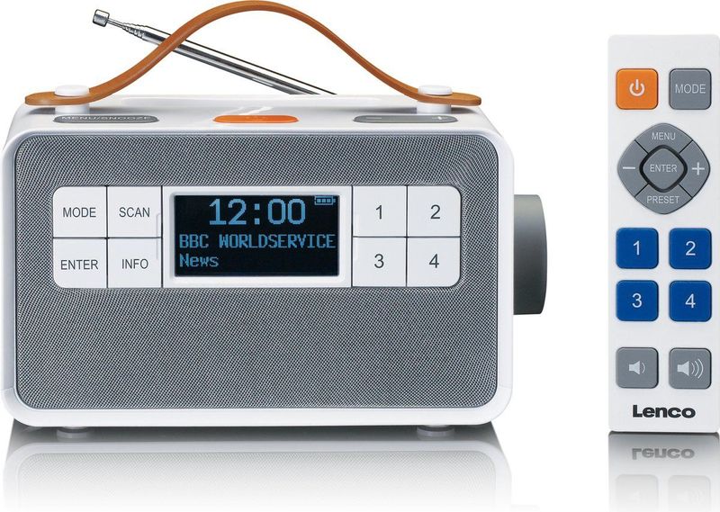 Lenco - PDR-065WH - Draagbare FM/DAB+ Radio - Wit - Met Grote Knoppen