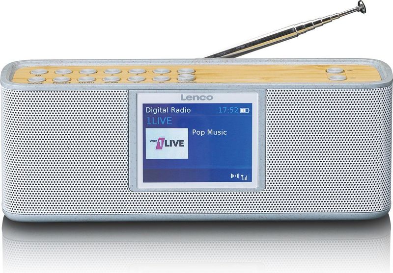 Lenco - PDR-046GY - DAB Radio - Wit/Bamboe - Bluetooth