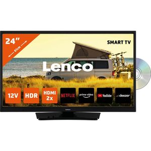 24"" Smart TV met ingebouwde DVD speler en 12V auto adapter Lenco Zwart